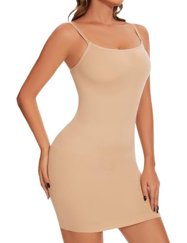 SLIMBELLE Shapewear Dress Slip for Women Tummy Control Adjustable Spaghetti Full Slip Seamless Body Shaper for Under Dresses