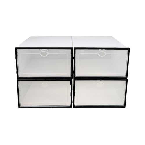 TOPBATHY 4 Piezas Caja Para Zapatos Transparentes Apilables Organizador De Almacenamiento Impermeable Y Plegable Para Zapatillas Botas Y Ropa Interior