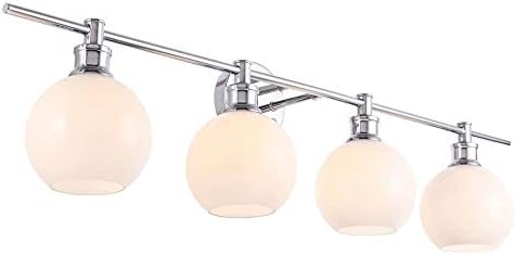 Living District Collier 4-Light Metal Wall Sconce in Chrome and Frosted White