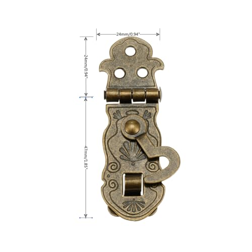 dophee 4Pcs Antique Bronze Box Hasps, Mini Decorative Latch Buckle Clasp with Screws for Wooden Box Jewelry Box Wine Gift Case Notebook Diary Lock, 71x24mm/2.8"x0.94" - Image 2