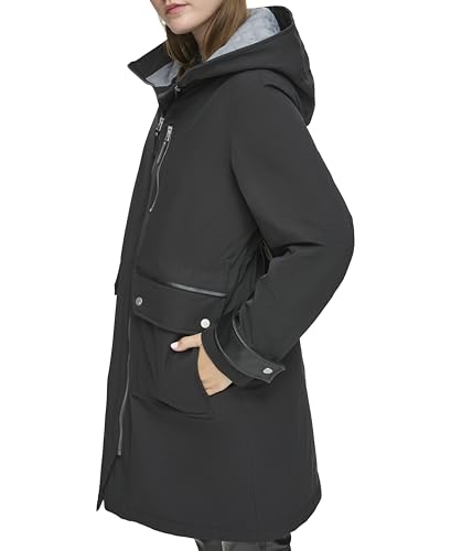 Andrew Marc Women's Gemas Hooded Transitional Water Resistant Parka Trench Coat3