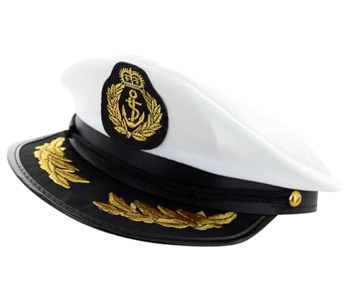 Alsino Kapitänsmütze Herren Kapitän Kapitänin Seemann Matrosen Marine Mütze Hut (177) weiß -...