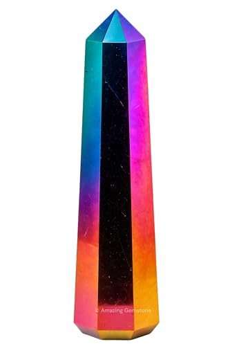 Image of Amazing Gemstone Titanium Aura Quartz Crystal Towers - Natural Healing Crystal Point Obelisk for Reiki Healing and Crystal Grid (2 inch to 3 inch Inch)