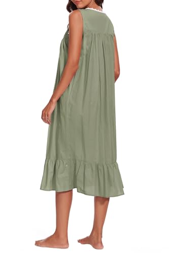 Image of AVIIER 100% Cotton Nightgowns for Women Sleeveless Sleep Dress Ladies Gowns Sleepwear with Pockets