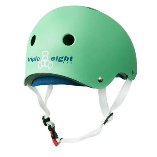 Image of Triple Eight THE Certified Sweatsaver Helmet for Skateboarding, BMX, and Roller Skating, Mint Rubber, Large / X-Large