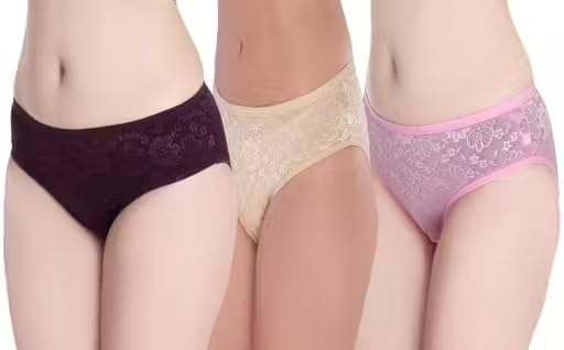 Soft Net Fabric Women Panty Pack of 3 Lightweight Breathable Design for Daily and Occasion Use Multi 1 M-picture-37