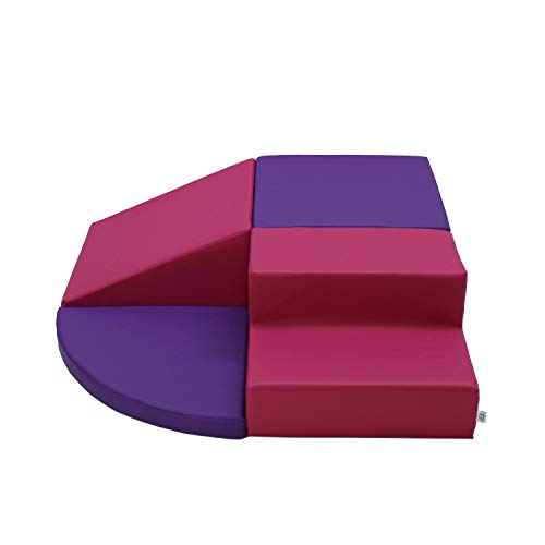 Factory Direct Partners 11619-Purs Softscape Toddler Playtime Corner Climber, Indoor Active Play Structure (4-Piece Set) - Purple/Raspberry #TOP2