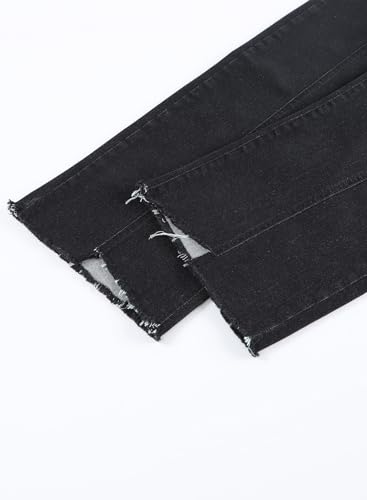 Image of Sidefeel Women's Jeans High Waisted Wide Leg Loose Fit Straight Leg Zimbaplatinum Cropped Denim Pants