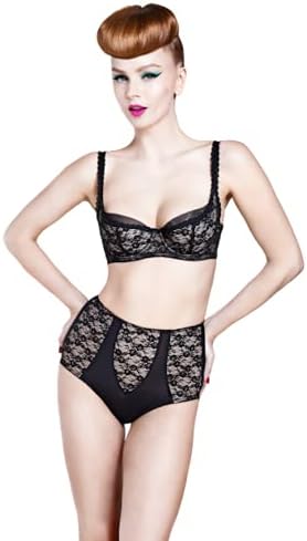 Sheer Witchery Balconette Bra Underwire Bra - lace Bra for Everyday or Lingerie Set, Black (Black/Nude), 36E, 1 Piece