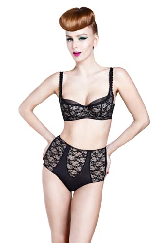 Sheer Witchery Balconette Bra Underwire Bra - Lace Bra For Everyday Or Lingerie Set, Black (Black/Nude), 36E, 1 Piece #TOP1