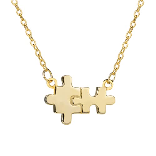 Aloha Jewelry Company 18K Gold Plated 925 Sterling Silver Perfect Pair Puzzle Piece Pendant with 18