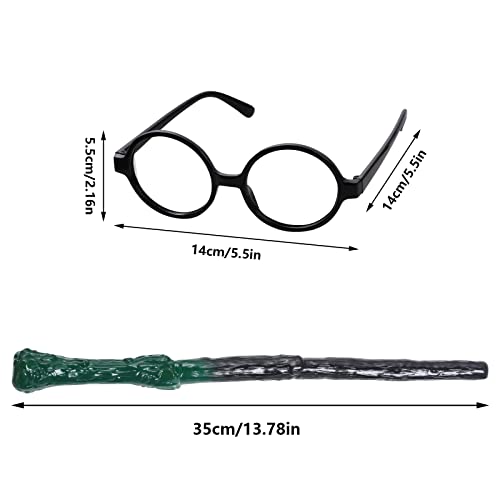 Obmwang Wizard Costume Set Novelty Wizard Glasses Striped Tie And Magic Wand Cosplay Costumes Accessories For Halloween thumb #1