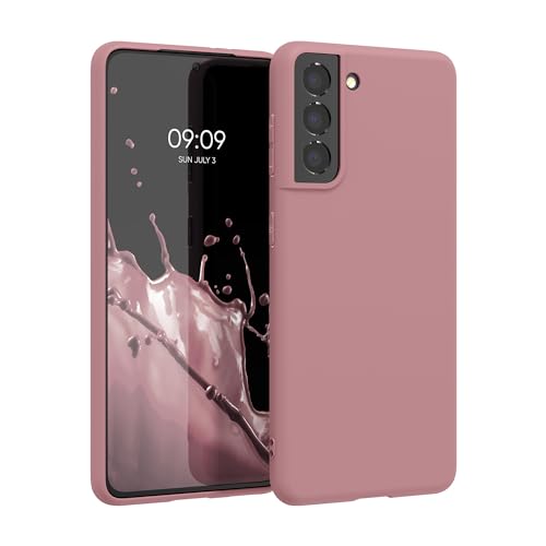 kwmobile Funda para Samsung Galaxy S21 Carcasa - Ultrafina de TPU y Silicona con Bordes elevados anticaídas - Rosa Palo