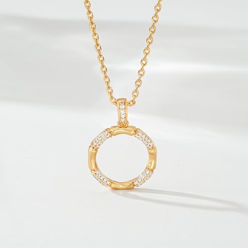 Valloey Rover Dainty Gold Necklace for Women-14K Gold Plated Simple Pendant Circle Necklace Charm Statement Long Necklaces for Women Jewelry Gifts4