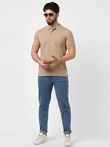 Image of UrbanMark Men Cotton Blend Solid T-Shirt