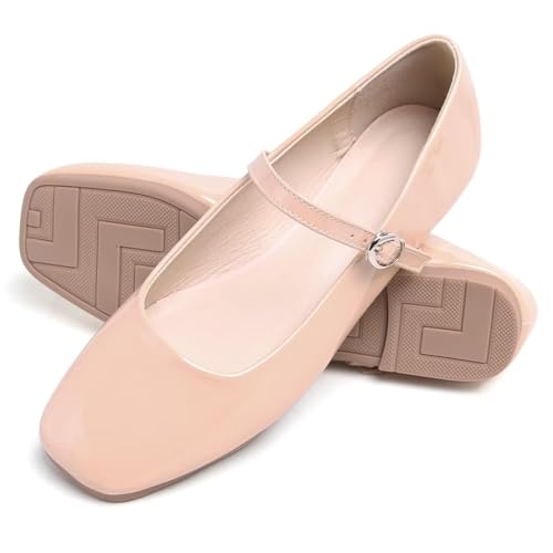 Image of LUXINYU Women's Slip on Flats,Classy Round Toe Solid Classic Mary Jane Ballet Dance Shoes Soft Comfortable PU Flat Shoes