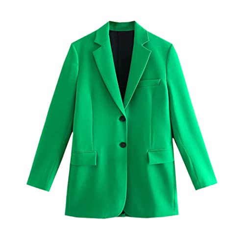 Mini jupe décontractée taille haute en tweed vert avec manteau blazer simple boutonnage