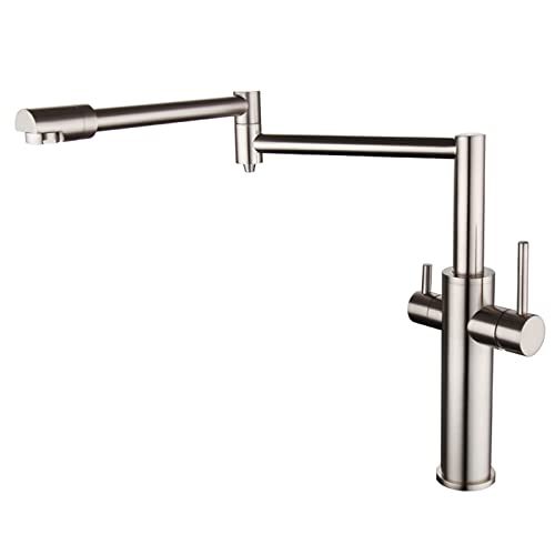 Robinet de cuisine en cuivre premium avec double poignée eau chaude et froide