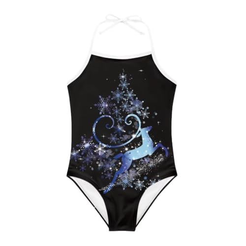 Image of Christmas Girls One-Piece Swimsuits Beach Halter Swimwear Bathing Suit for 3-10 Years