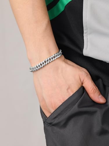Chainshouse CHH18336G-8-21-CHUS Mens Cuban Bracelet Chain 316L Stainless Steel Punk Double Curb Bracelet 8Mm 21Cm thumb #6