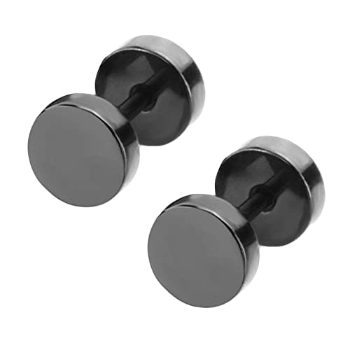 Homxi Boucles d'Oreilles Noir,Rond Simple 7MM Boucle Doreille Acier Inoxydable Homme Femme