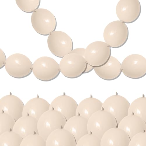 Image of Beige Quick Link Balloons - 60PCS Linking Balloons for Wedding, Birthday, Baby Shower, Engagement, Graduation Party Decorations (10inch)