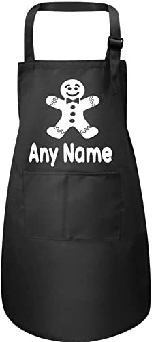 Image of Print4U Gingerbread Man Personalised Kids Apron Any Name Cooking BakingBlack-L-7-12