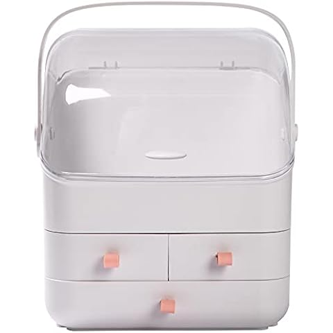 Haturi Makeup Organizer, Waterproof Dustproof Cosmetic Organizers Box with Lid Fully Makeup Display Boxes, Skincare Makeup Holder Bathroom, Dresser, Bedroom Cover