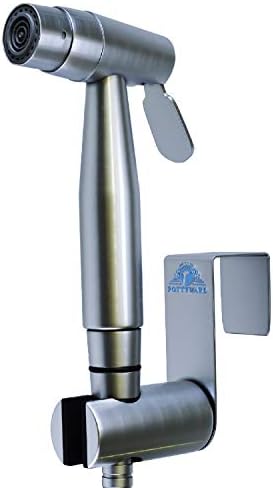 Handheld Bidet Sprayer for Toilet | 2 Spray Setting with Adjustable Pressure | Stainless Steel Hand Held Bathroom Shower Shattaf Hose for Hygienic Cleansing by Pottyware