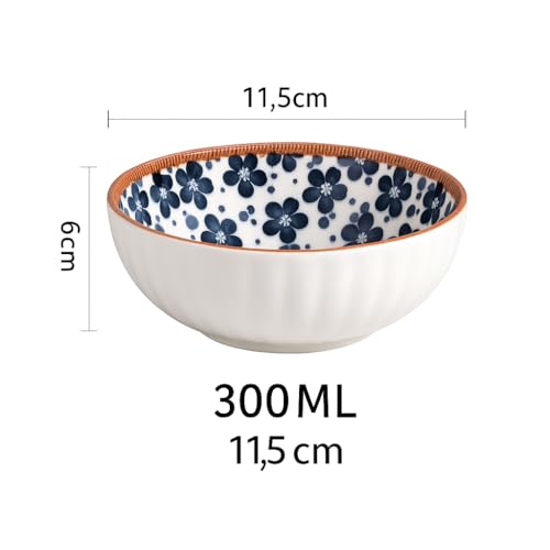 Image of YELONA Japanese Ceramic Dinnerware Set of 4 (2 Bowls + 2 Plates) | 11.5cm Bowls (300ml) & 8-Inch Plates (20.5cm) | Honeycomb Pattern | Microwave & Dishwasher Safe | Rustic Modern Kitchen Crockery