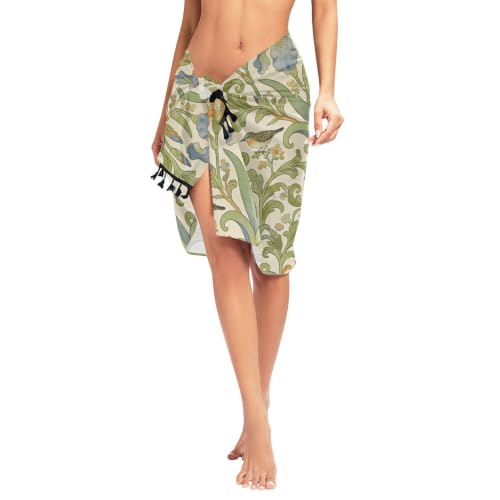 Traje de baño beige Retro Iris Bird William Morris de una pieza para mujer 5