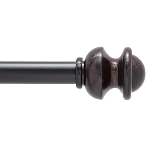 Kenney Kendall Knob Window Curtain Rod, Adjustable Curtain Rod for Windows 28 to 48 Inches, Extendable Curtain Rod Set, Antique Rust Brown Curtain Rod Cover
