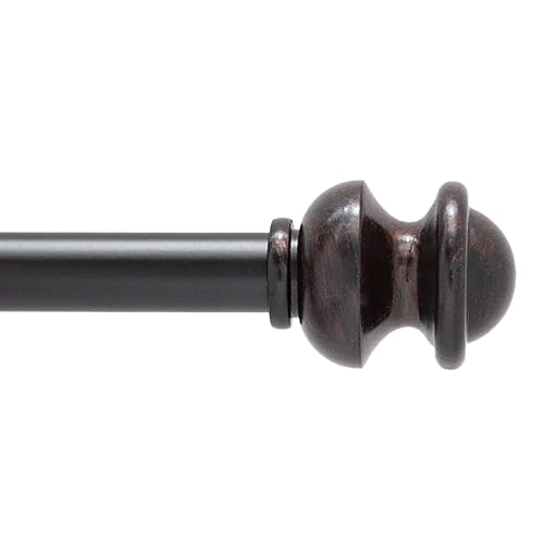 Kenney Kendall Knob Window Curtain Rod, Adjustable 28-48 Inch, Antique Rust Brown
