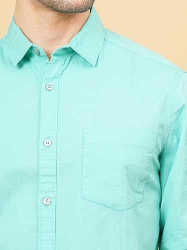 Image of The Indian Garage Co Men Slim Fit Solid Full Sleeves Cutaway Collar Casual Shirt