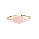 Uwiyo Naturstein Ring für Damen, Gold Ring mit Edelstein Kristall Perlen Ringe Damen Perlenring Geschenke für Fraun Mädchen für Geburtstag Muttertag Weihnachten (Rosa-BZ0076)