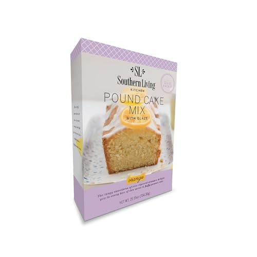 Southern Living Orange Pound Cake Mix, Gourmet, Moist, Buttery &amp; Sweet Flavor with Easy Glaze, Perfect for 8-12 Servings, 1 Box
