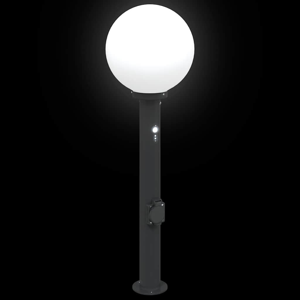 Lampa słupkowa z czujnikiem i gniazdkiem, 80 cm, czarna, stopień ochrony IP44, lampa zewnętrzna, 25 x 80 cm, zestaw 3 szt. z czujnikiem ruchu i dyfuzorem, do ogrodu, na taras, oświetlenie