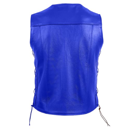 Deckra Classic Men's Genuine Leather Vest - Timeless Style Laceup Motorcycle Riding Biker Vest Club4