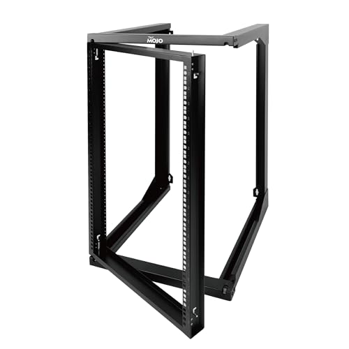 Tecmojo 18U Wall Mount Server Rack Open Frame Network Rack for 19 Computer/AV/Data/IT/Media Equipment 24 Depth 16 Apart Mounting Holes Swing Gate Square and Tapped Holes