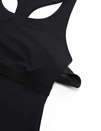 CRZ YOGA Butterluxe Workout Tank Tops for Women Built in Bras Padded - Racerback Athletic Spandex Yoga Camisole Black Medium