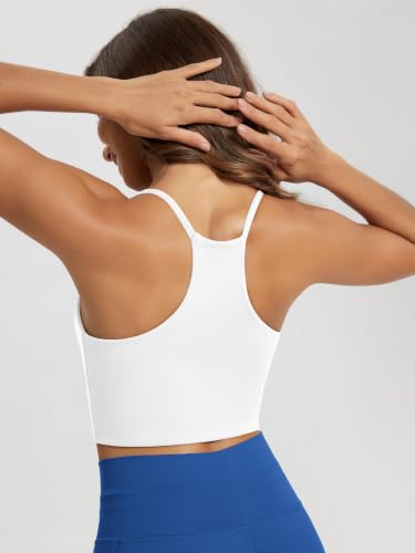 Image of ODODOS Halter Sports Bra for Women Non Padded Strappy Cropped Tops Workout Yoga Crop