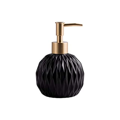 Layboo 400 ML Nordic Style Ceramic Hand Soap Dispenser, Decorative Liquid Soap & Lotion Dispenser Hand Soap Dispenser, for Kitchen or Bathroom Countertops Shape A (Black) Cover