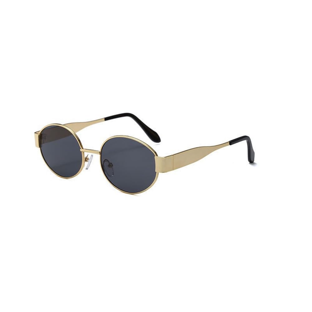 Gafas de sol ovaladas de moda para mujer y hombre. Gafas de sol vintage de moda con montura metálica.