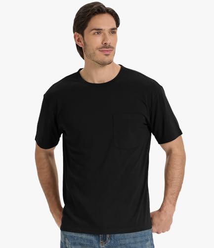 BAMBOO COOL Men's Pocket T-Shirts Heavy Weight Moisture-Wicking Tee Shirts Crewneck Undershirts Short Sleeve T Shirts2