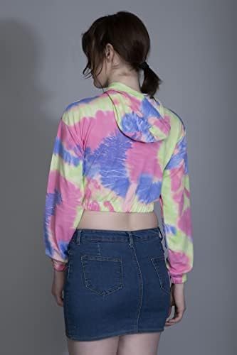 Image of OM SAI LATEST CREATION Women's Western Crop Top with Hoodie Neck & Long Sleeve || Drawstring Pullover Tops || Loose Casual Hoodies for Women Top.