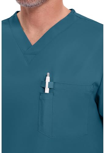 Image of Dickies EDS Essentials Scrubs for Men V-Neck 360 Stretch Medical Scrub Top | Relaxed Fit, 2 Pocket Design, 360 Stretch, Moisture Wicking Fabric, Durable Construction, Side Vents, Easy Care