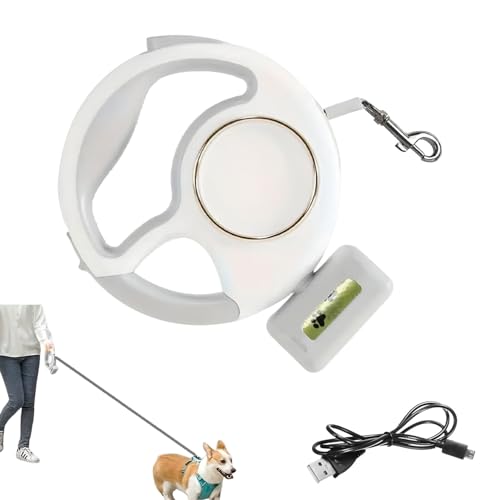 Retractable Dog Leash with LED flashlight, 10ft/3m, one-handed brake