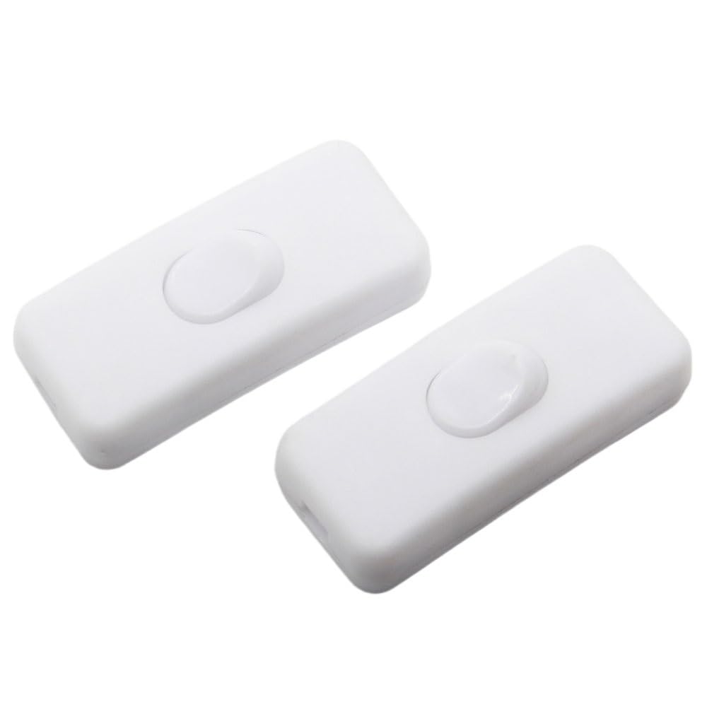 Liuchuchu White Inline Switch 2Pcs On/Off Light Switches Table Lamp Switch 110-250V(White)