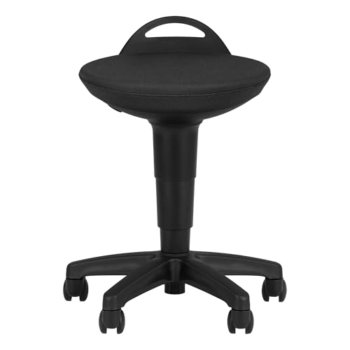 Image of Rolling Adjustable-Height Padded Stool - Black