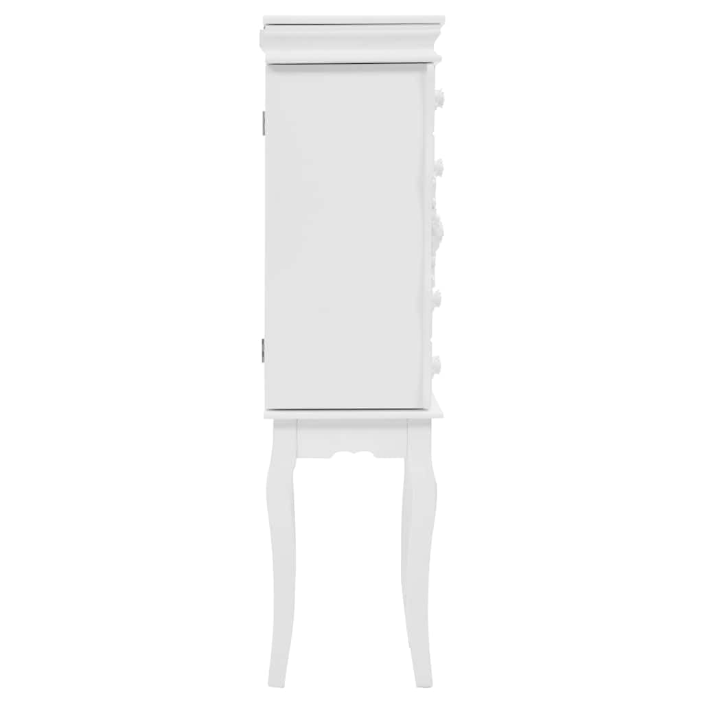 Générique Armadio per gioielli su gambe Bianco MDF | Quattro Piedi In Legno Di Pino, Facile Da Montare, Per Orecchini E Collane
